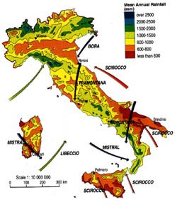 MAP 1 - PRECIPITATION AND WINDS (Click to enlage)